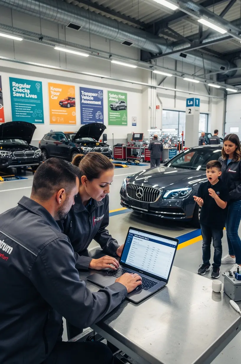 Präzise Überprüfung von Fahrzeugsicherheit und Technik vor Kaufentscheidung
